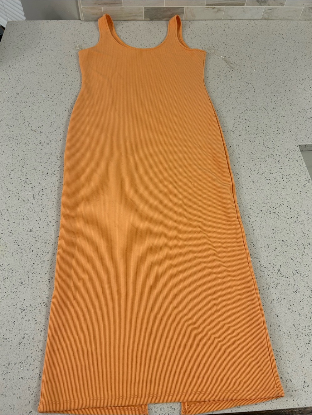 Women’s Sleeveless Ribbed Tank Maxi Dress - Orange